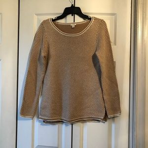 J.Crew Gold White BirdsEye Merino Blend Sweater S